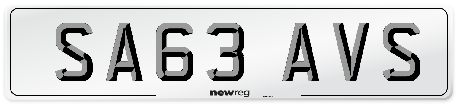 SA63 AVS Number Plate from New Reg